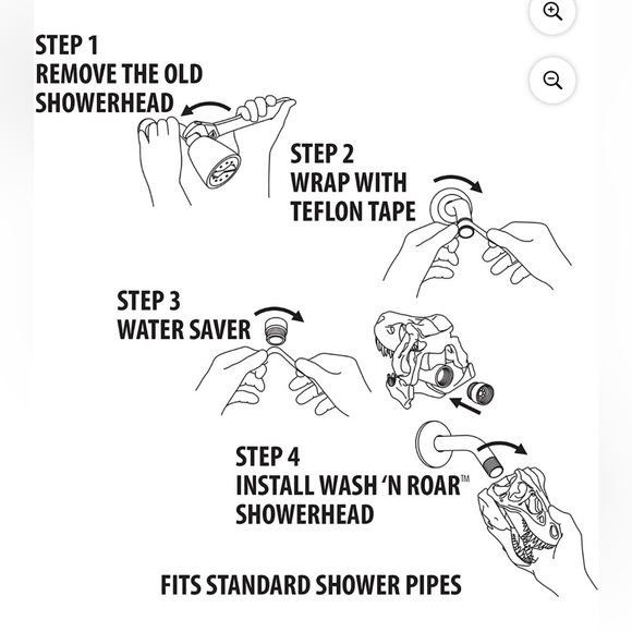 Wash 'n Roar Dinosaur Showerhead - Black NIB - Picture 3 of 5